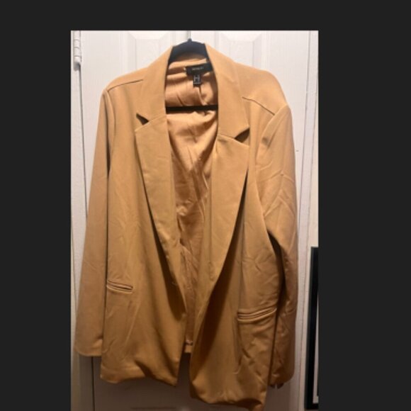 Forever 21 Plus Size Blazer Taupe Brown Open Style - Picture 1 of 3